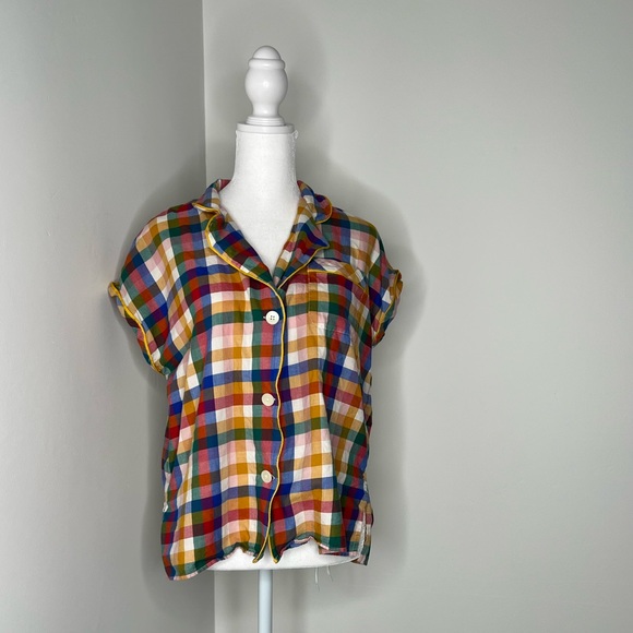Madewell Tops - 25. Madewell Plaid Button Down Short Sleeve Women Top